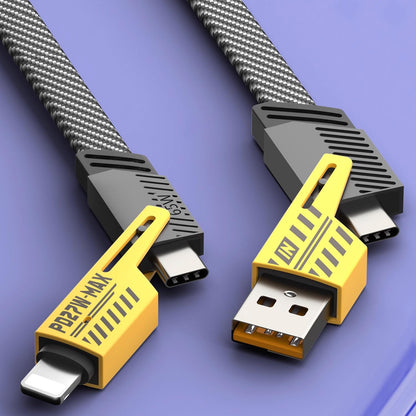 4 in 1 USB-C Charging Cable 1m Type-C Connector Nylon Braided PD 65W 27W Fast Charging
